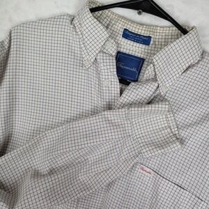 Faconnable Mens Tattersall Check Button Down Shirt M White Navy Red Made in USA
